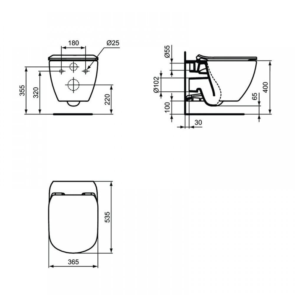 Конзолна тоалетна чиния - TESI AquaBlade, T007901 - Ideal Standard