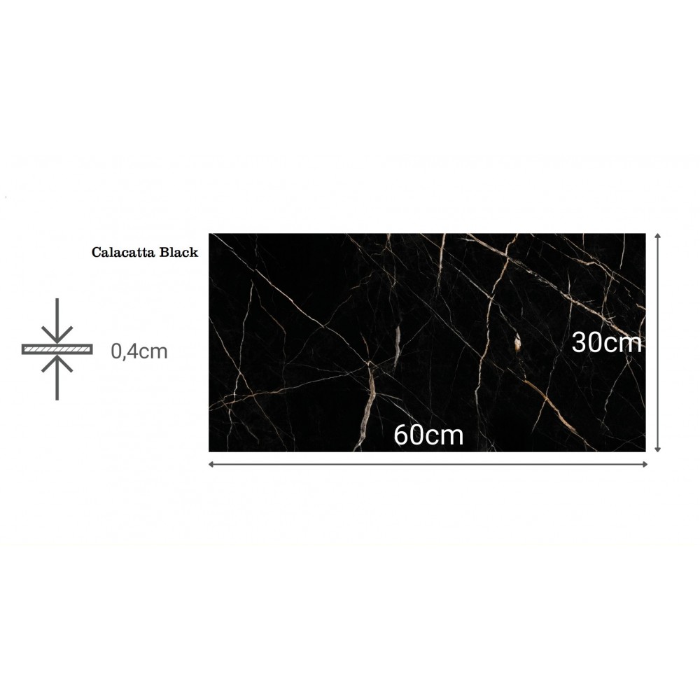SPC стенен панел Calacatta Black гланц, 30 х 60 см и 60 х 120 см