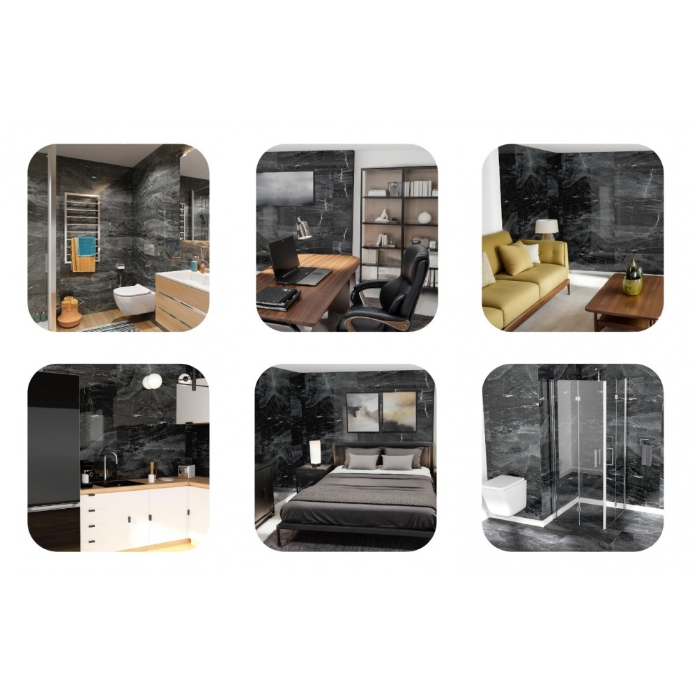 SPC стенен панел Dark grey гланц, 30 х 60 см и 60 х 120 см